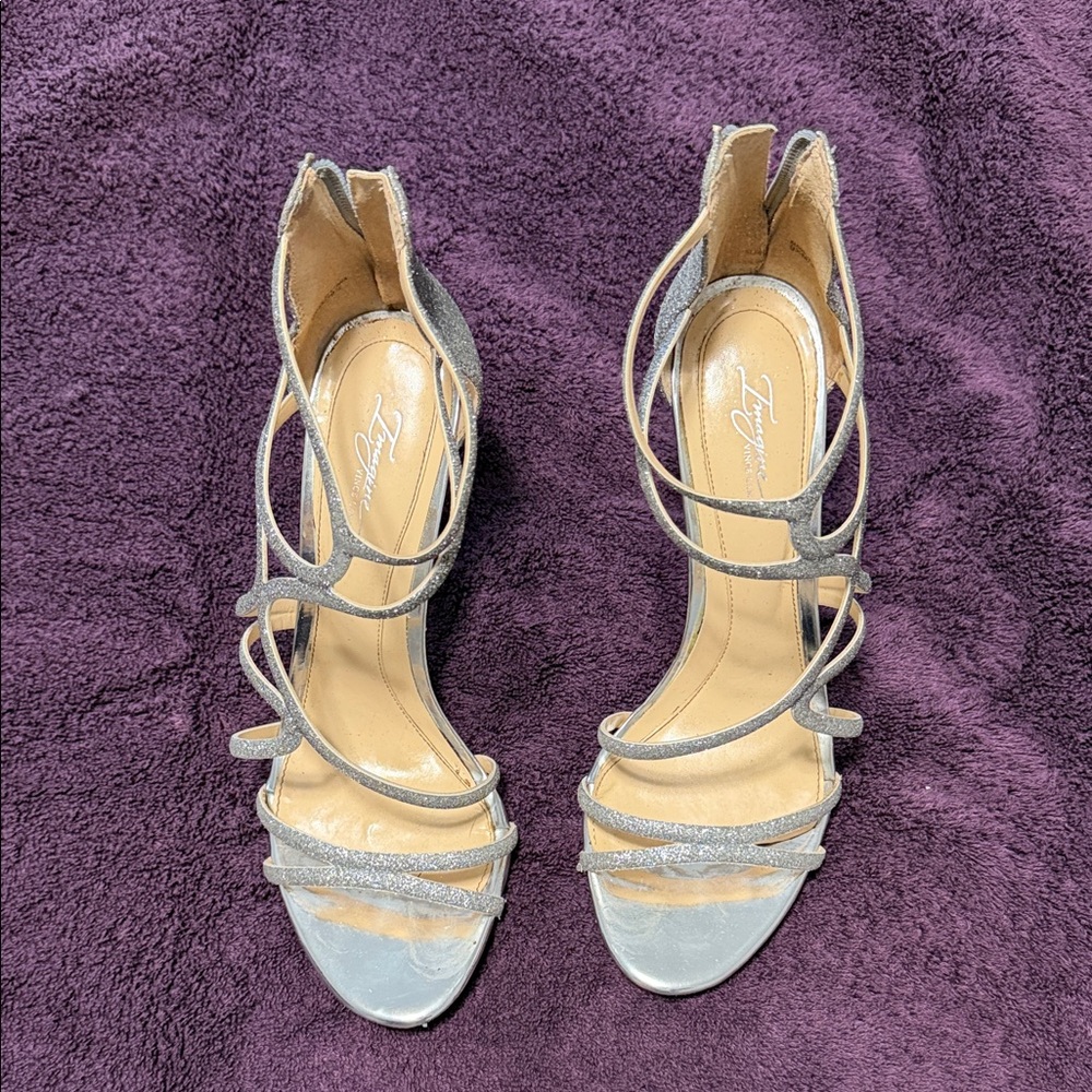 Imagine by Vince Camuto Silver Strappy Heels